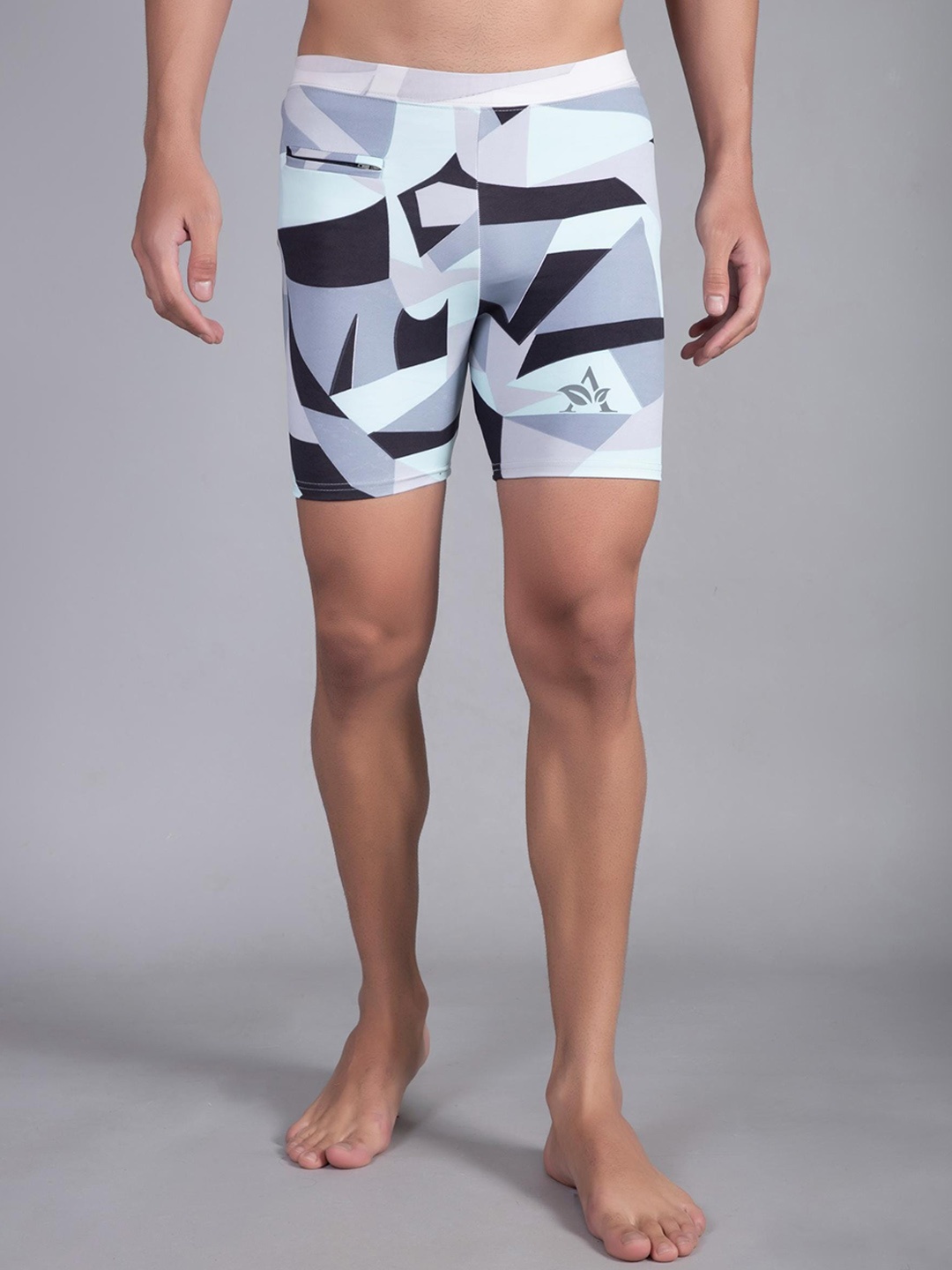 

A-Okay Men Geometric Printed Skinny Fit Swimming Shorts, Blue