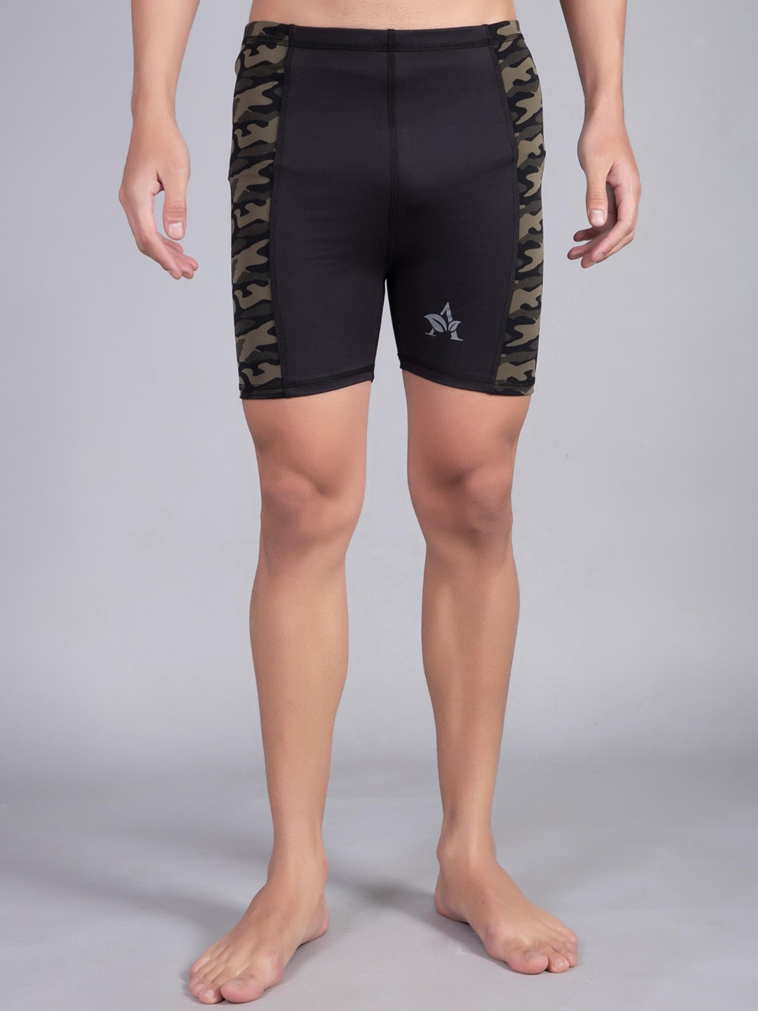 

A-Okay Men Camouflage Printed Skinny Fit Swimming Shorts, Black