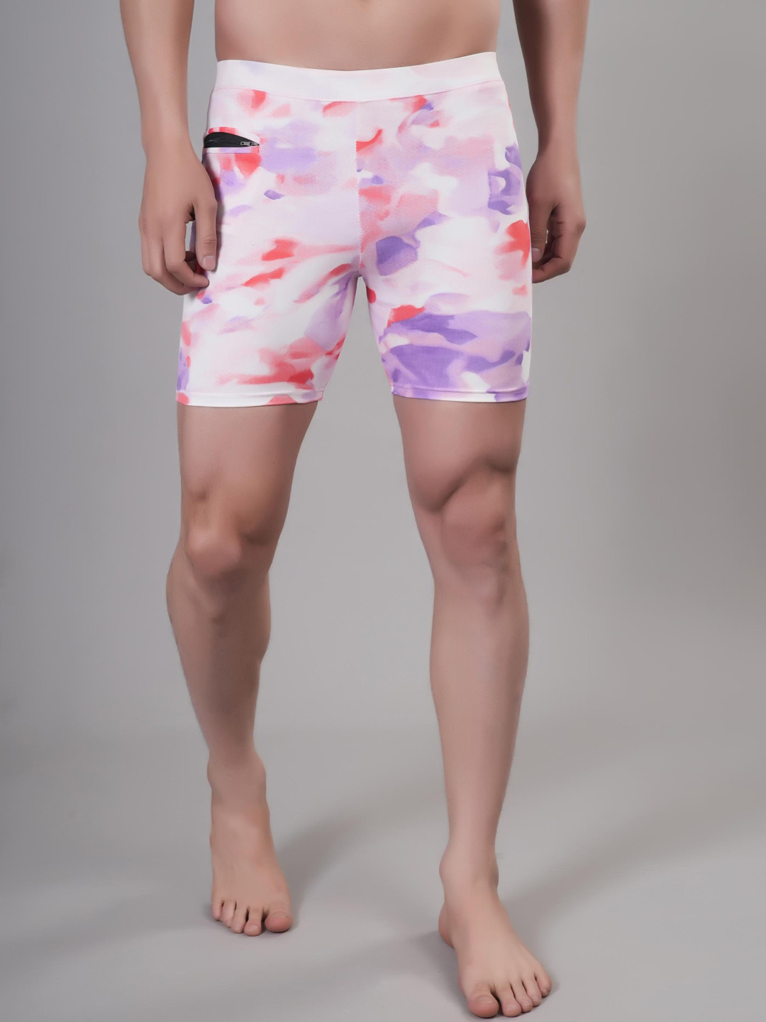 

A-Okay Men Abstract Printed Skinny Fit Swimming Sports Shorts, Multi
