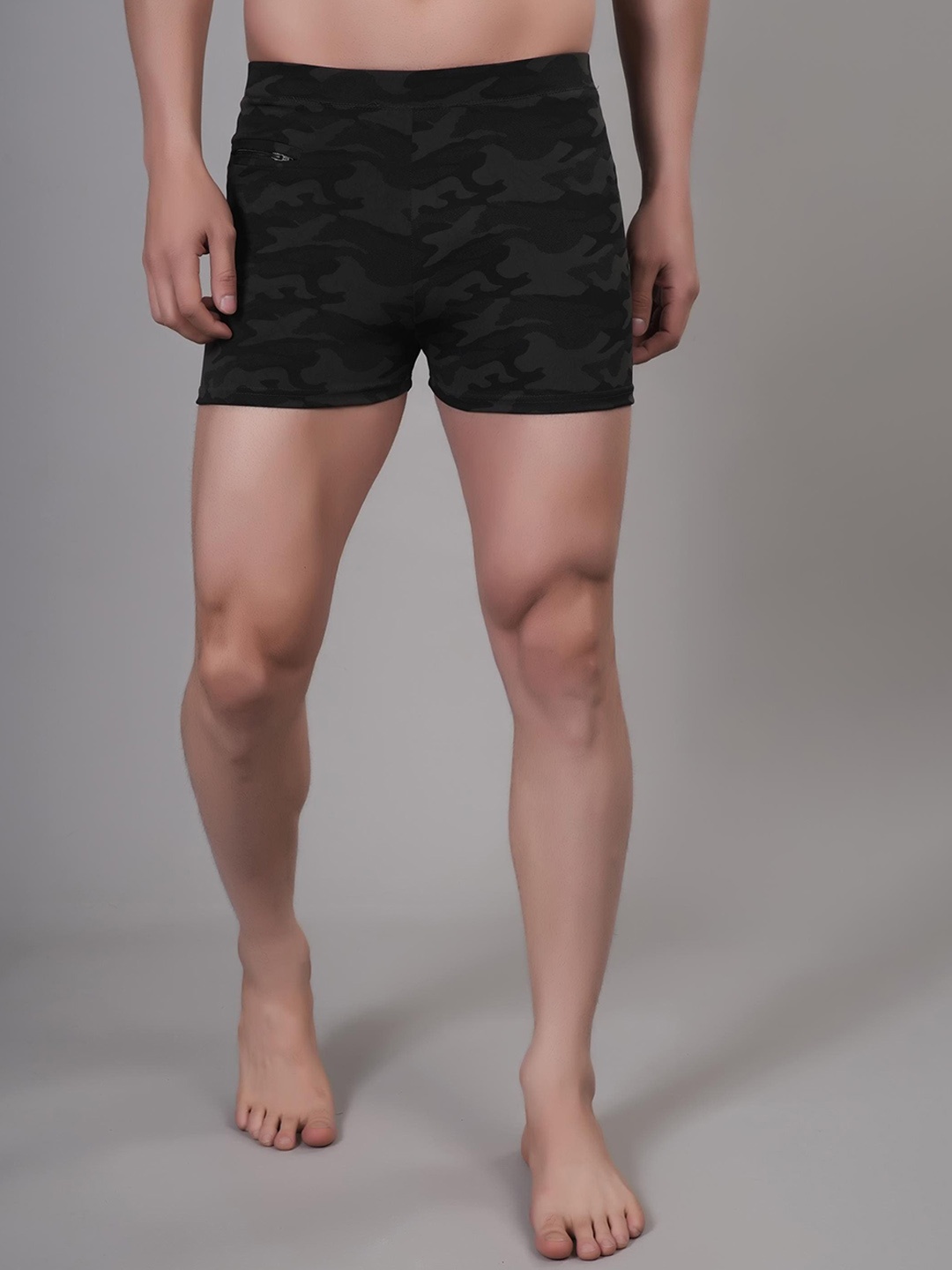 

A-Okay Men Camouflage Printed Mid-Rise Skinny Fit Sports Shorts Shorts, Grey