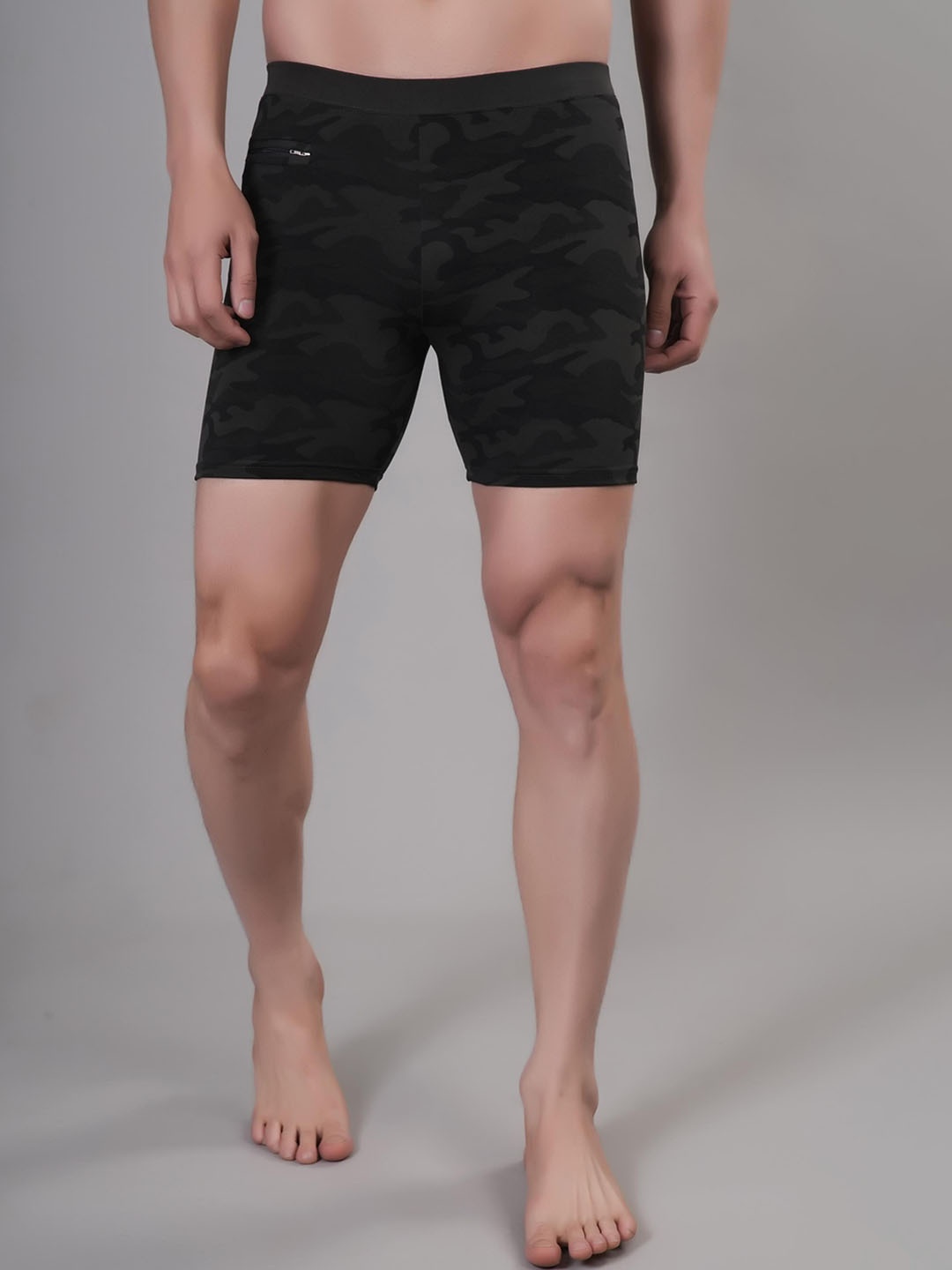 

A-Okay Men Camouflage Printed Skinny Fit Swimming Shorts, Black