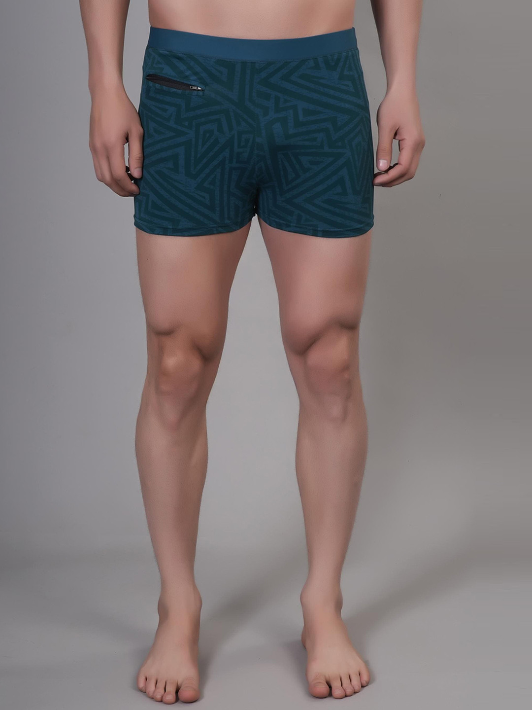 

A-Okay Men Geometric Printed Skinny Fit Swimming Shorts, Teal