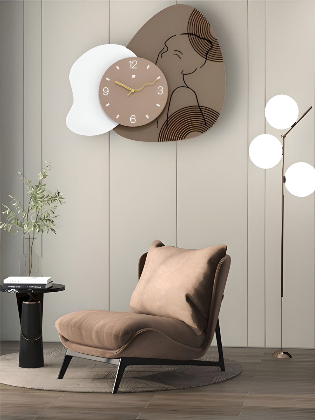 

The Art House White & Brown Textured Abstract Shaped Contemporary Wall Clock