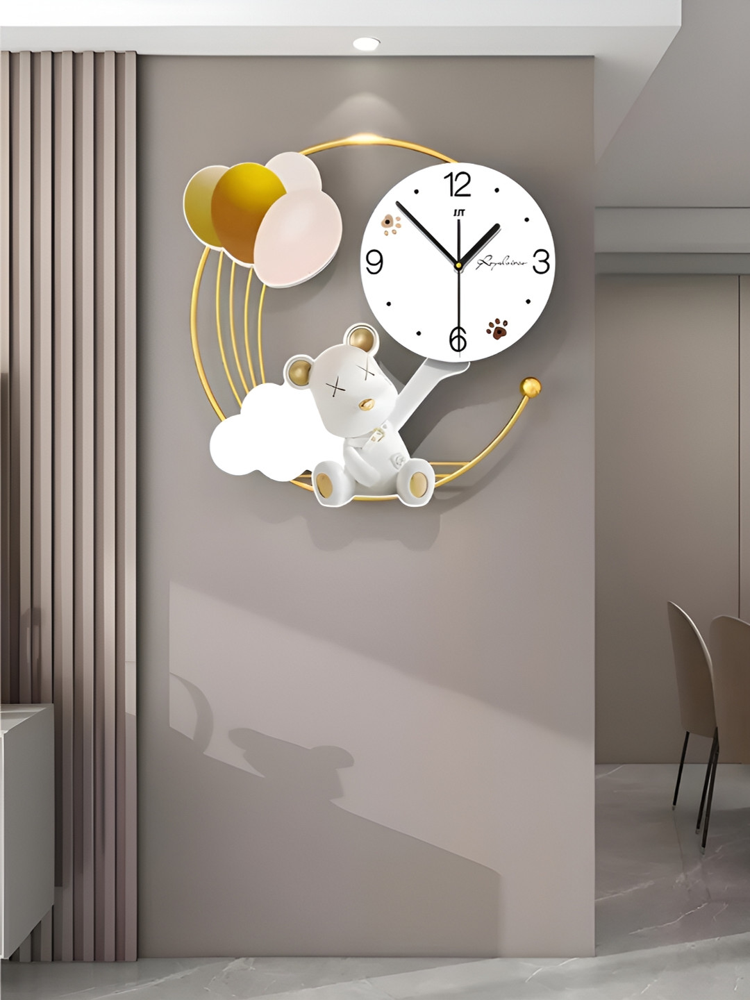 

The Art House White & Gold-Toned Abstract Shaped Traditional Wall Clock