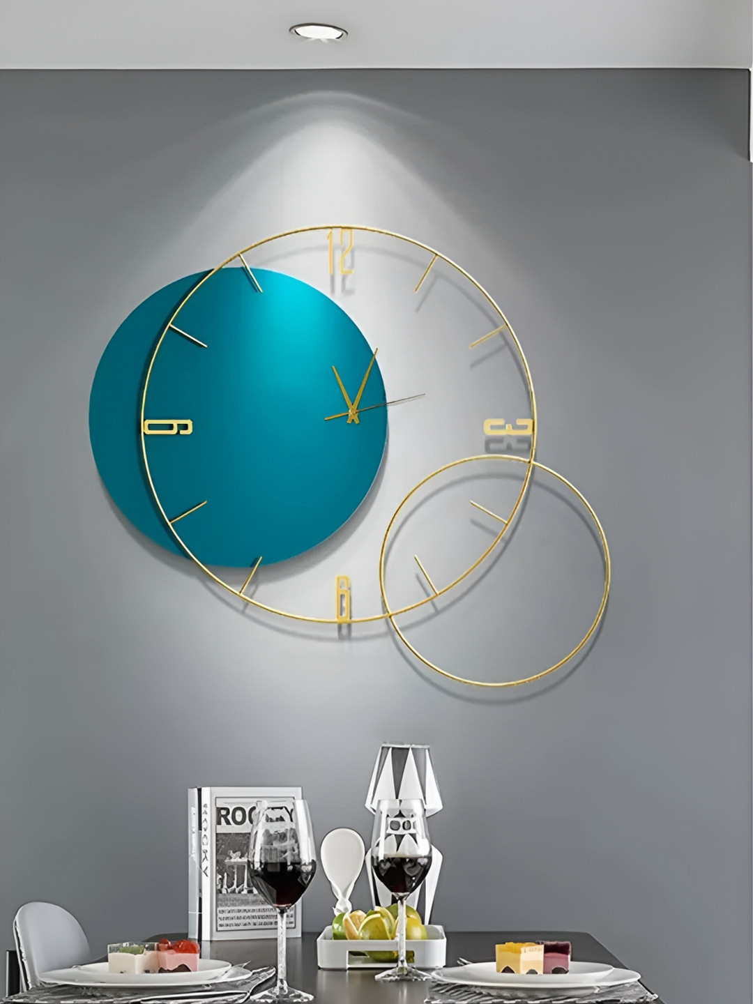 

The Art House Blue & Gold-Toned Textured Abstract Shaped Traditional Wall Clock