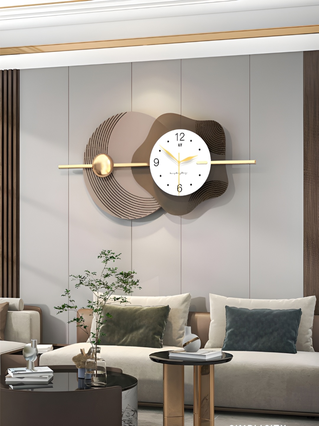 

The Art House White & Brown Printed Abstract Shaped Traditional Wall Clock