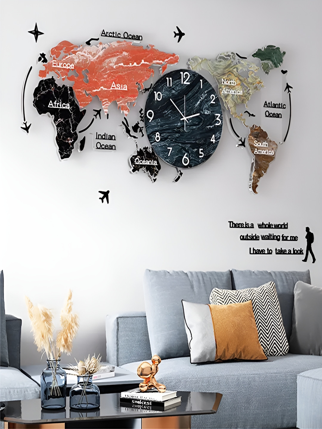 

The Art House Black & Orange Textured Abstract Shaped Traditional Wall Clock