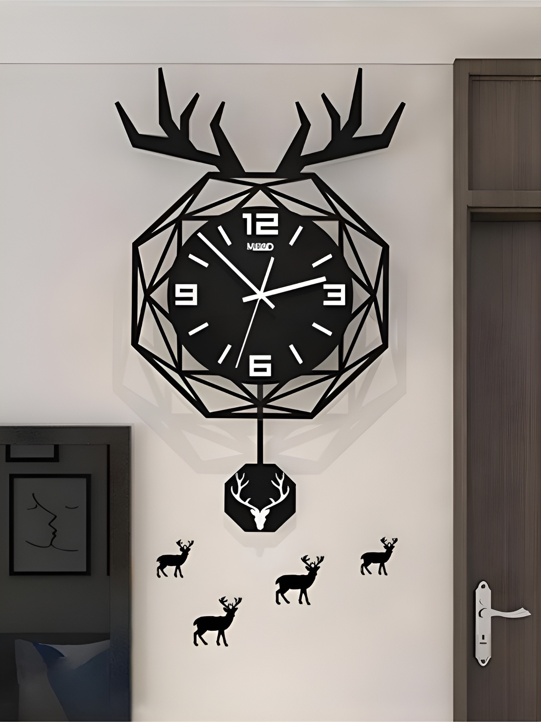 

The Art House Black & White Textured Abstract Shaped Traditional Wall Clock