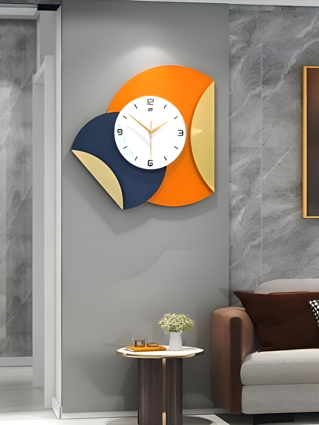 

The Art House Blue & Orange Abstract Shaped Traditional Wall Clock