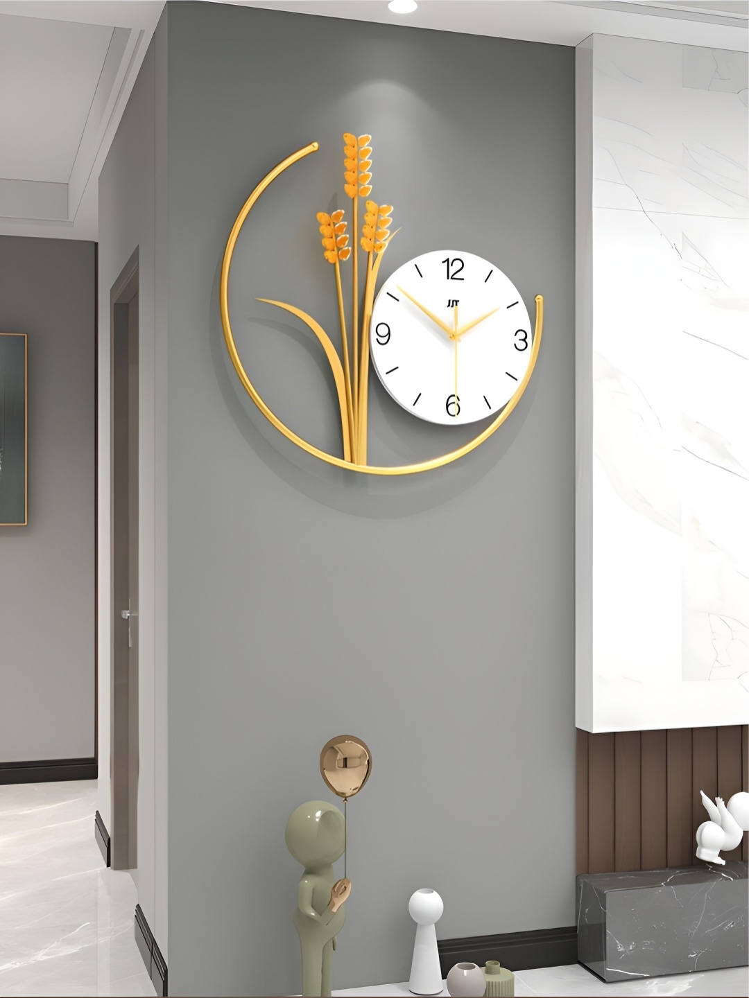 

The Art House White & Gold-Toned Abstract Shaped Traditional Wall Clock