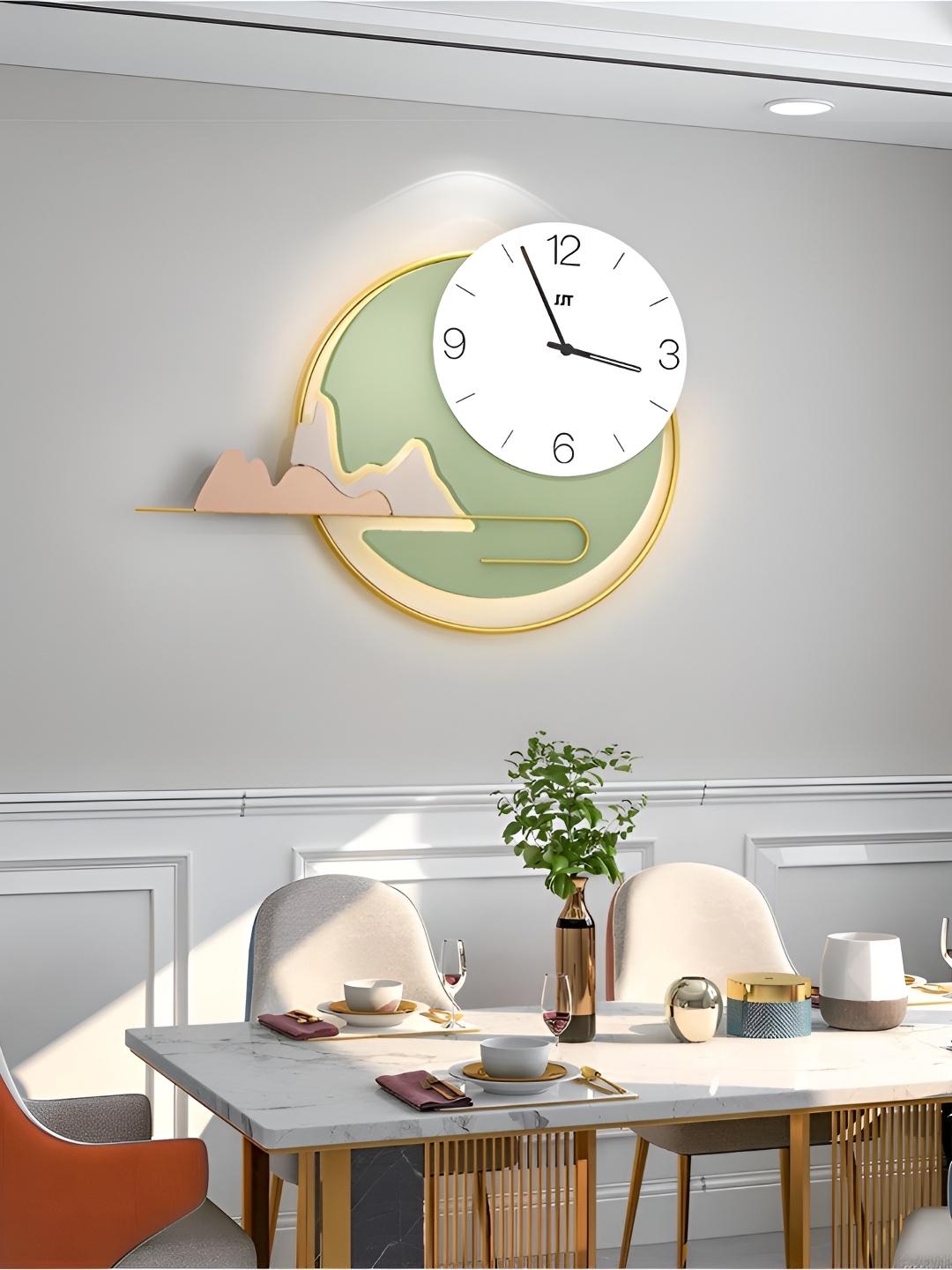 

The Art House Green & White Printed Traditional Wall Clock
