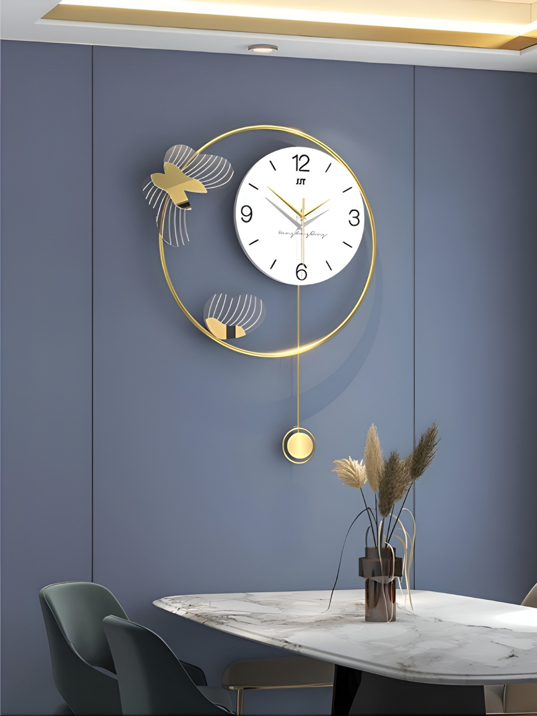 

The Art House White & Gold-Toned Abstract Shaped Traditional Wall Clock