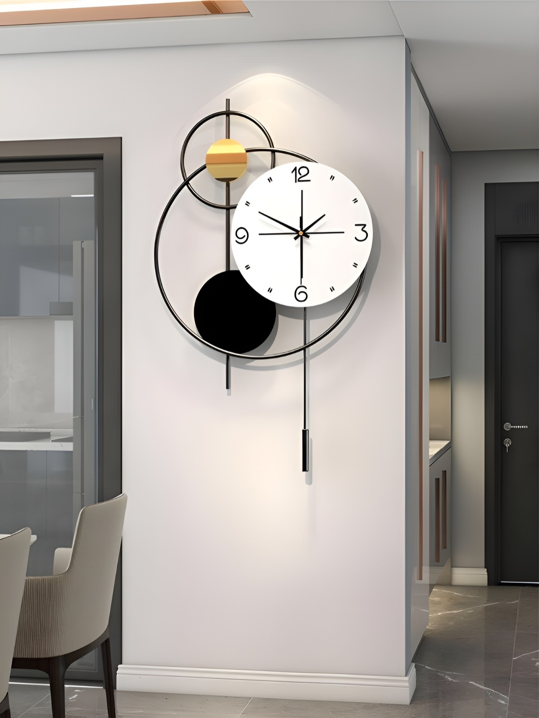 

The Art House White & Black Abstract Shaped Traditional Wall Clock