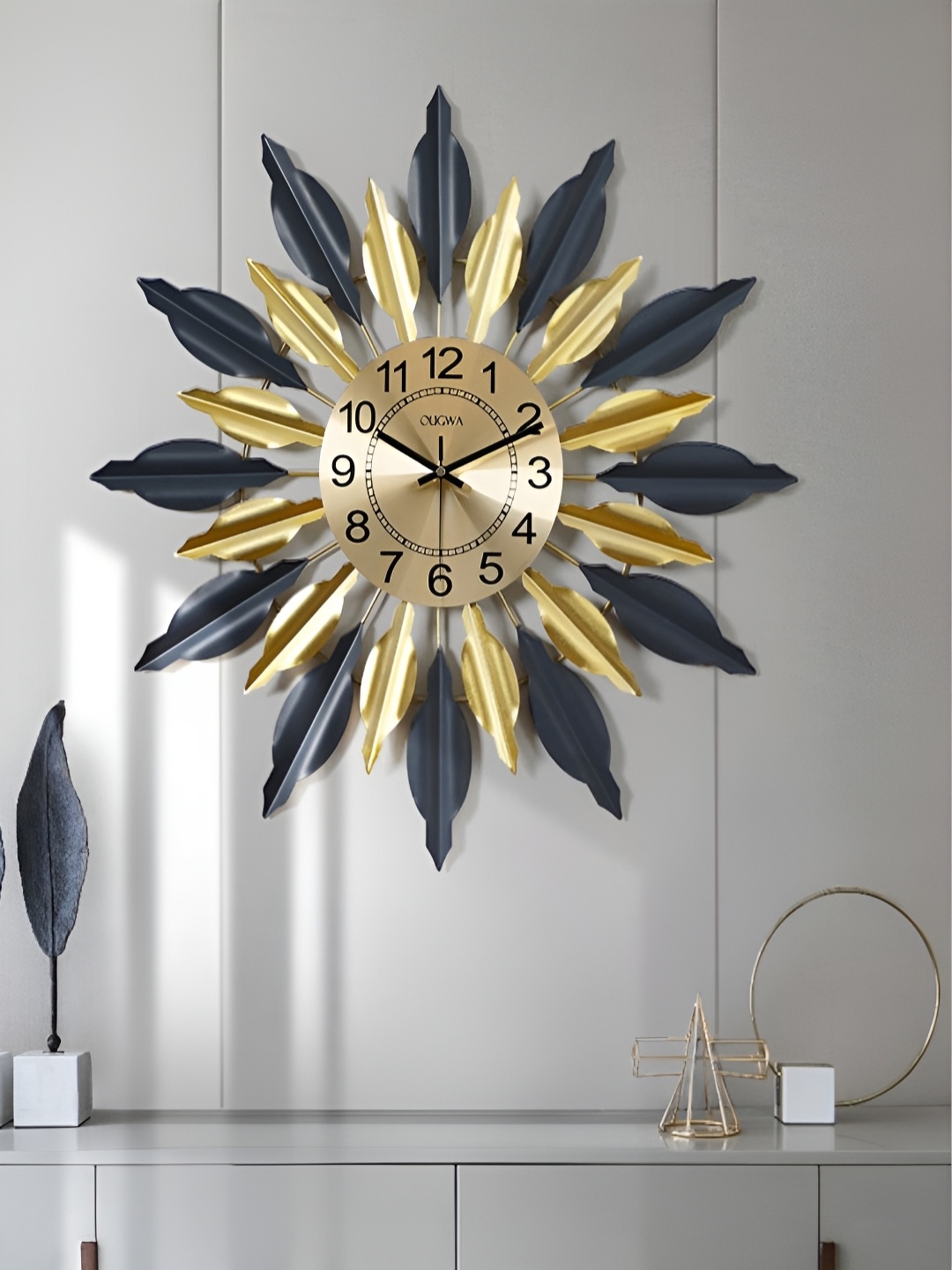 

The Art House Gold-Toned & Black Abstract Shaped Traditional Wall Clock