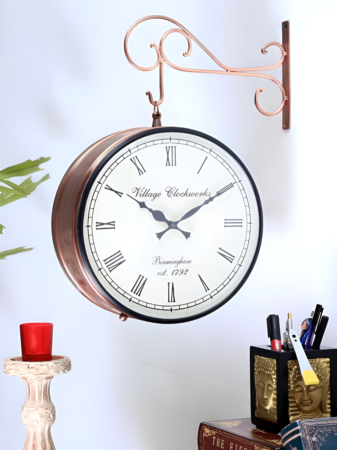 

The Art House White & Copper-Toned Abstract Shaped Traditional Wall Clock