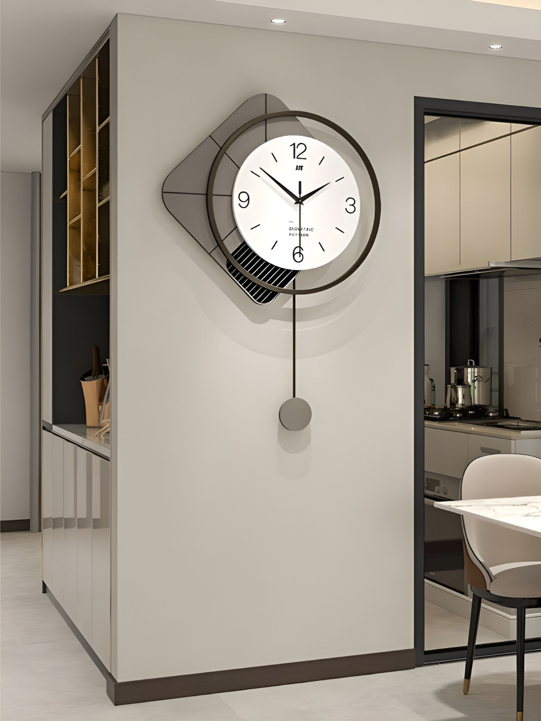 

The Art House White & Grey Abstract Shaped Traditional Wall Clock