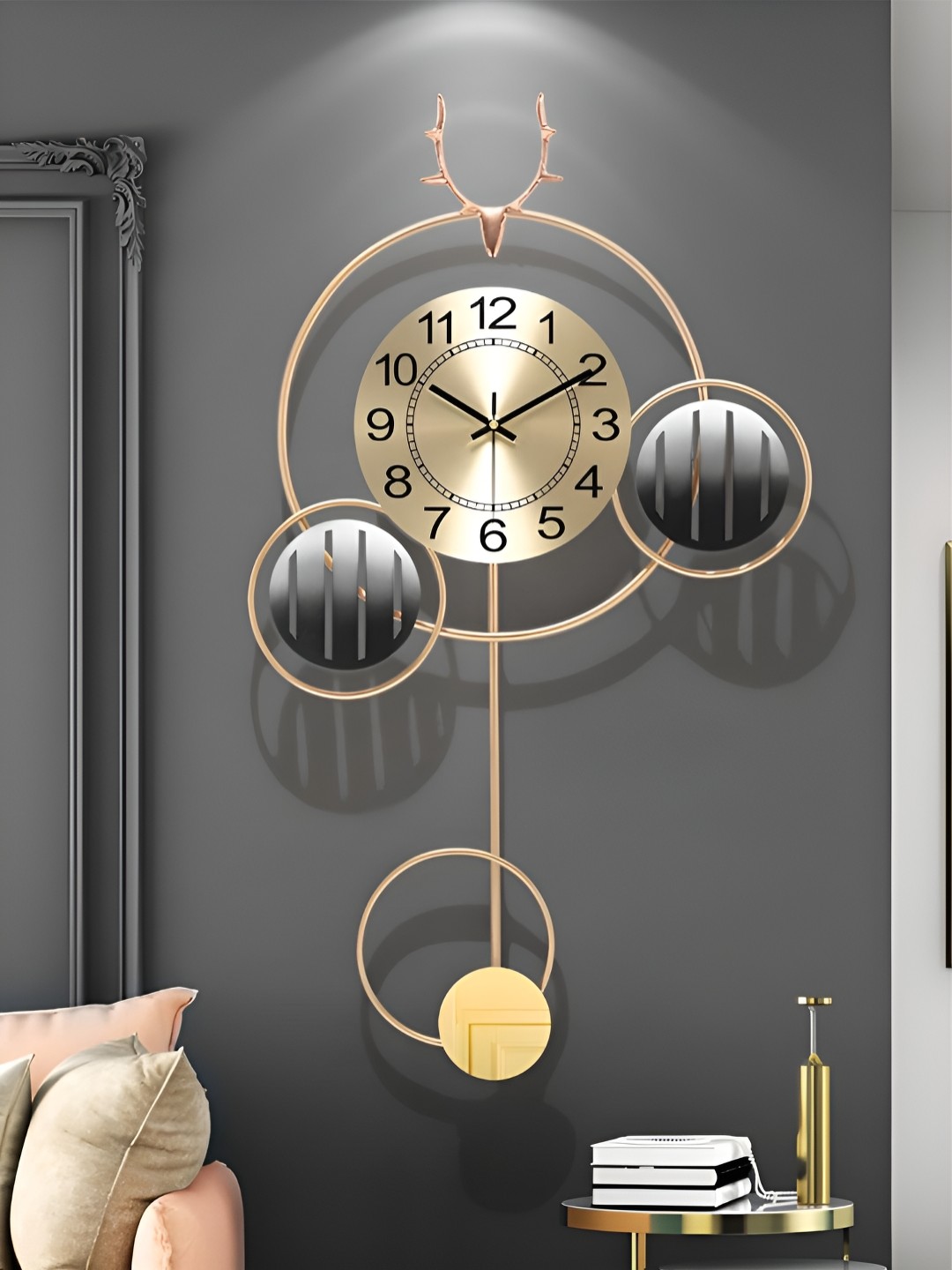 

The Art House Gold-Toned & Grey Abstract Shaped Traditional Wall Clock