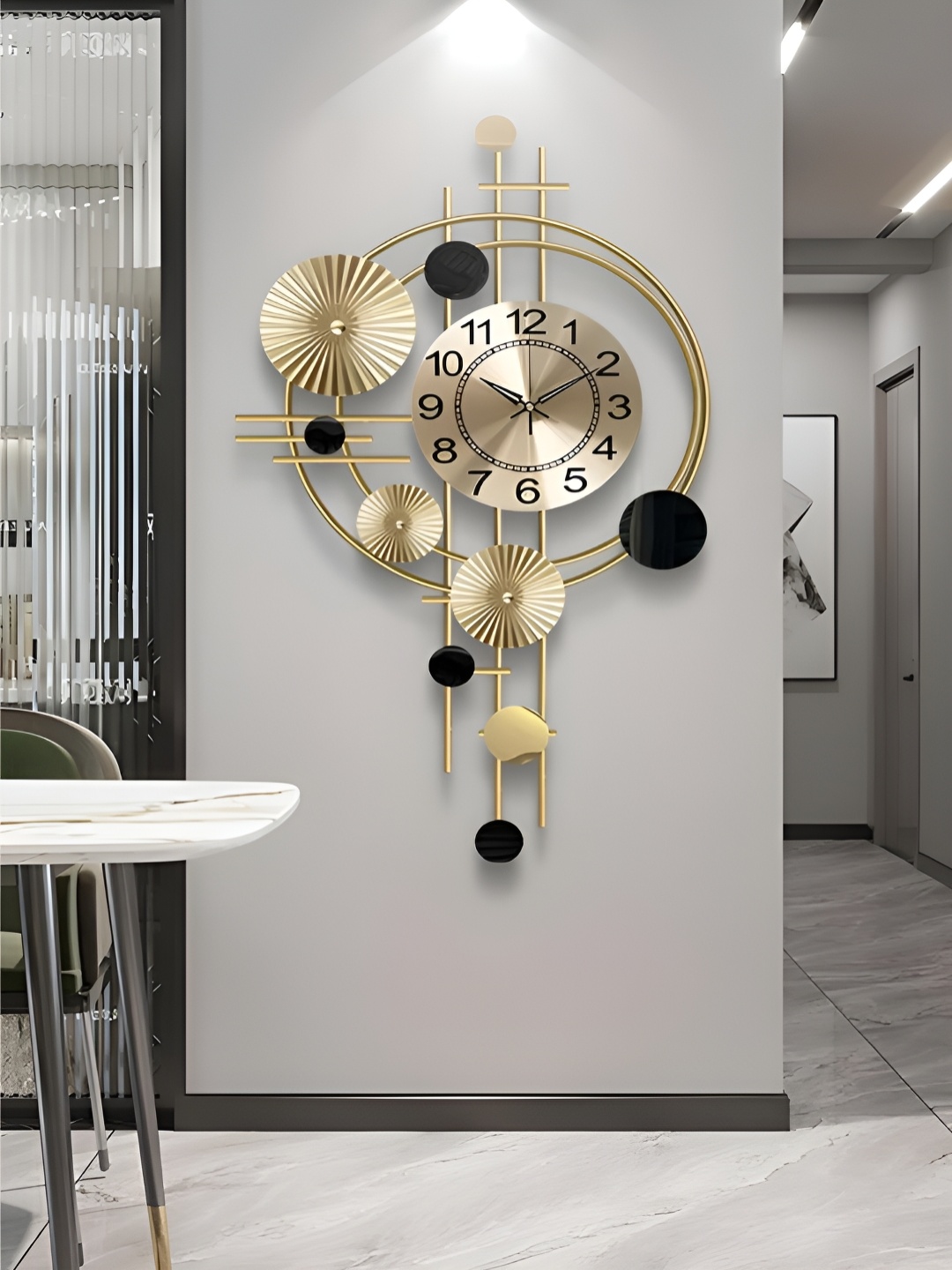 

The Art House Gold-Toned & Black Abstract Shaped Traditional Wall Clock