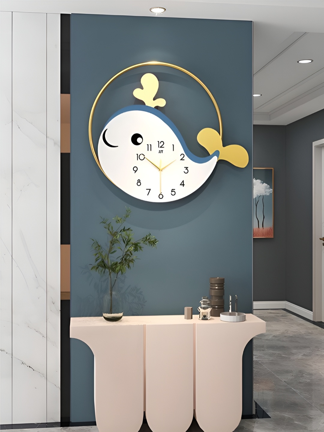 

The Art House White & Green Printed Contemporary Wall Clock