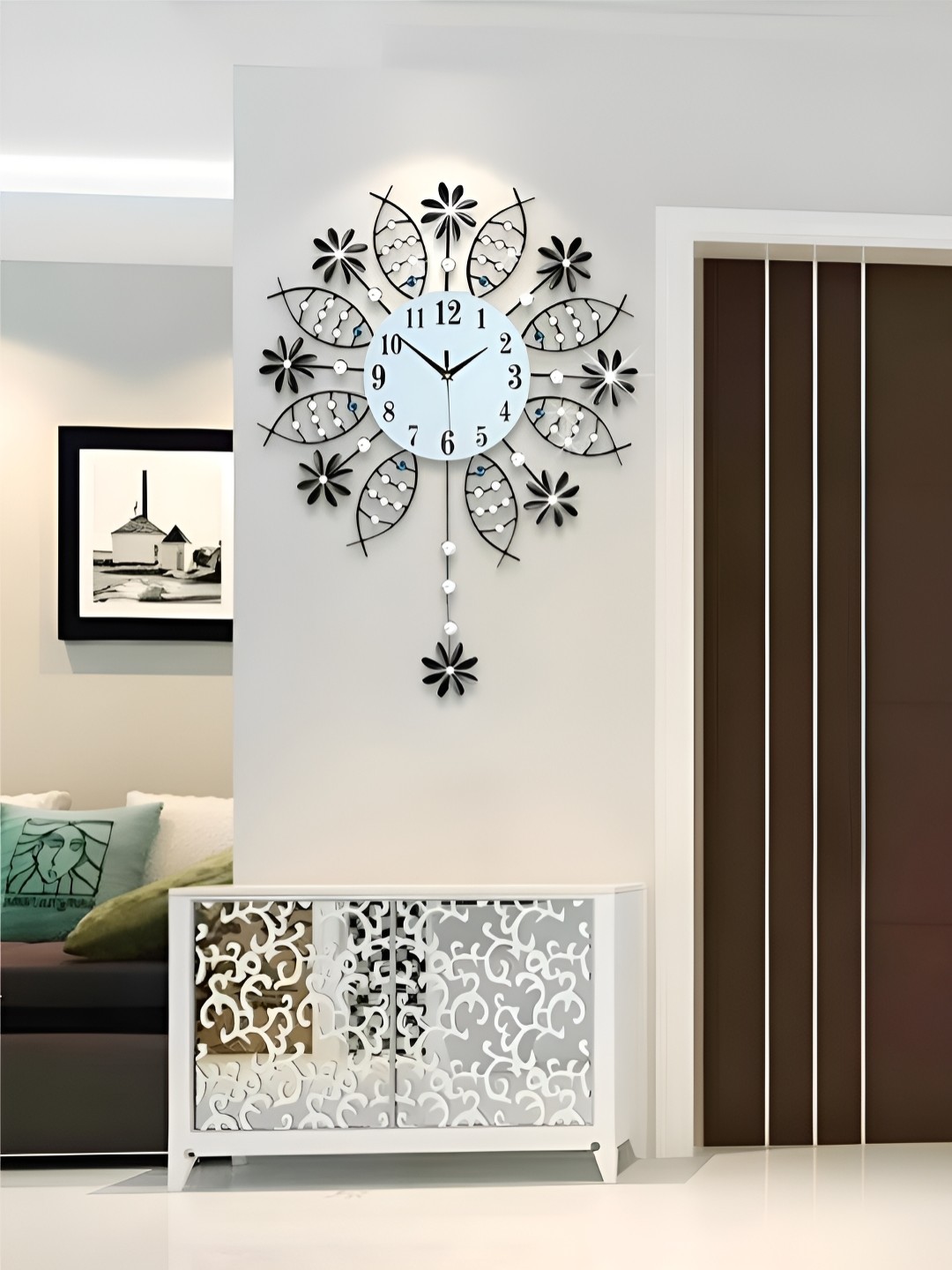 

The Art House Blue Textured Abstract Shaped Traditional Wall Clock