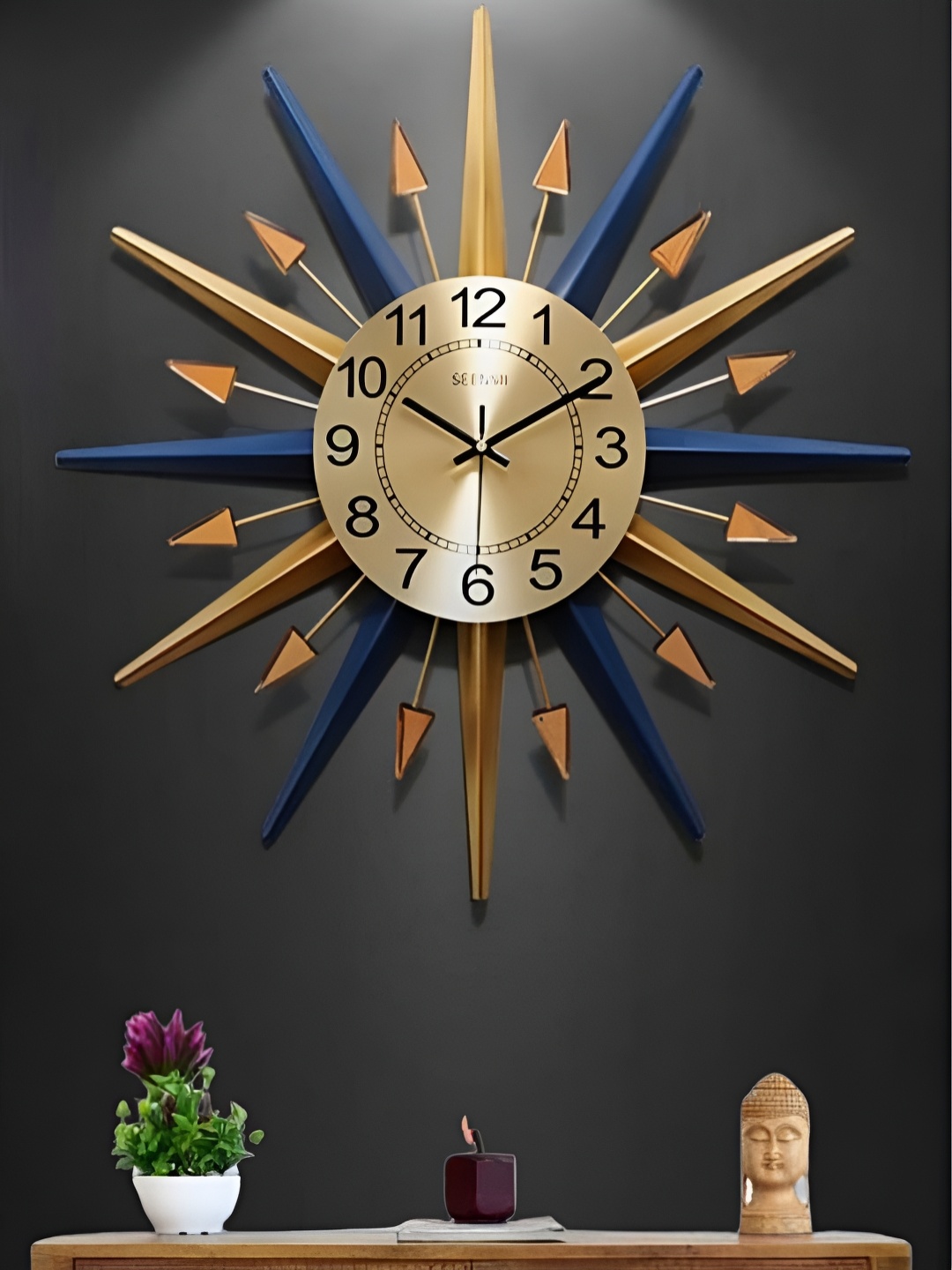 

The Art House Gold-Toned & Blue Abstract Shaped Contemporary Metal Wall Clock