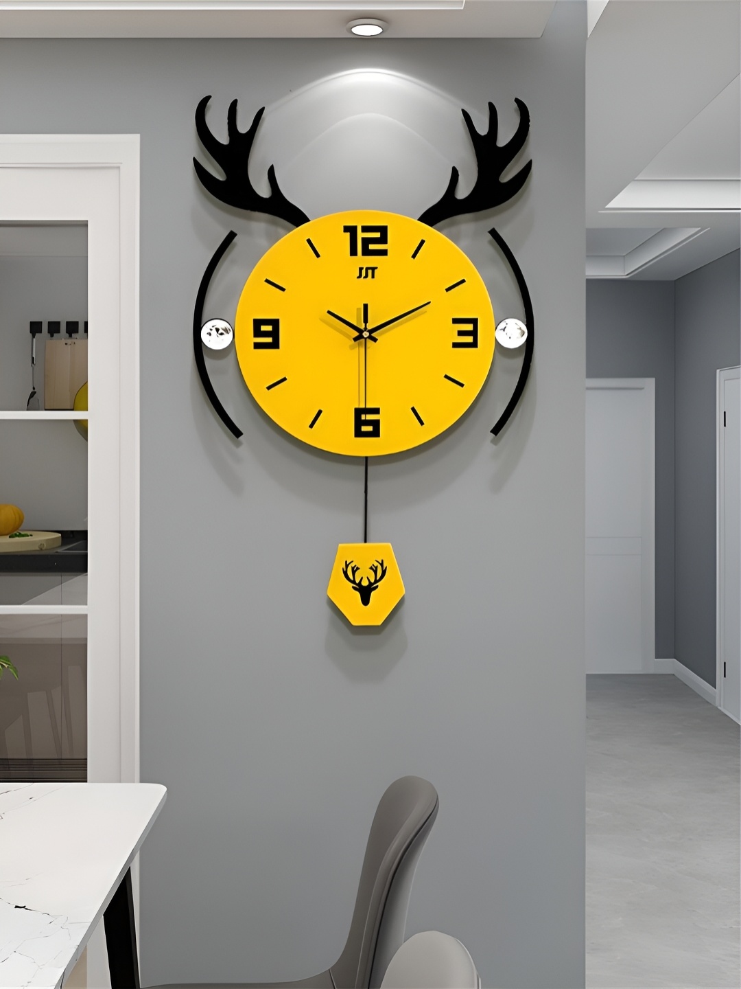 

The Art House Black & Yellow Printed Traditional Wall Clock