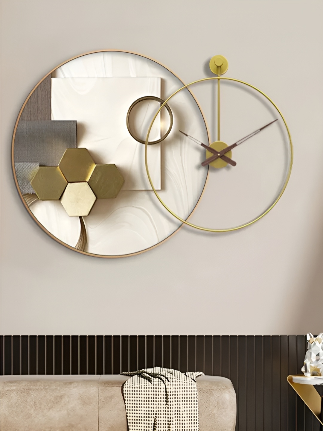 

The Art House Gold Toned Colourblocked Abstract Shaped Contemporary Wall Clock