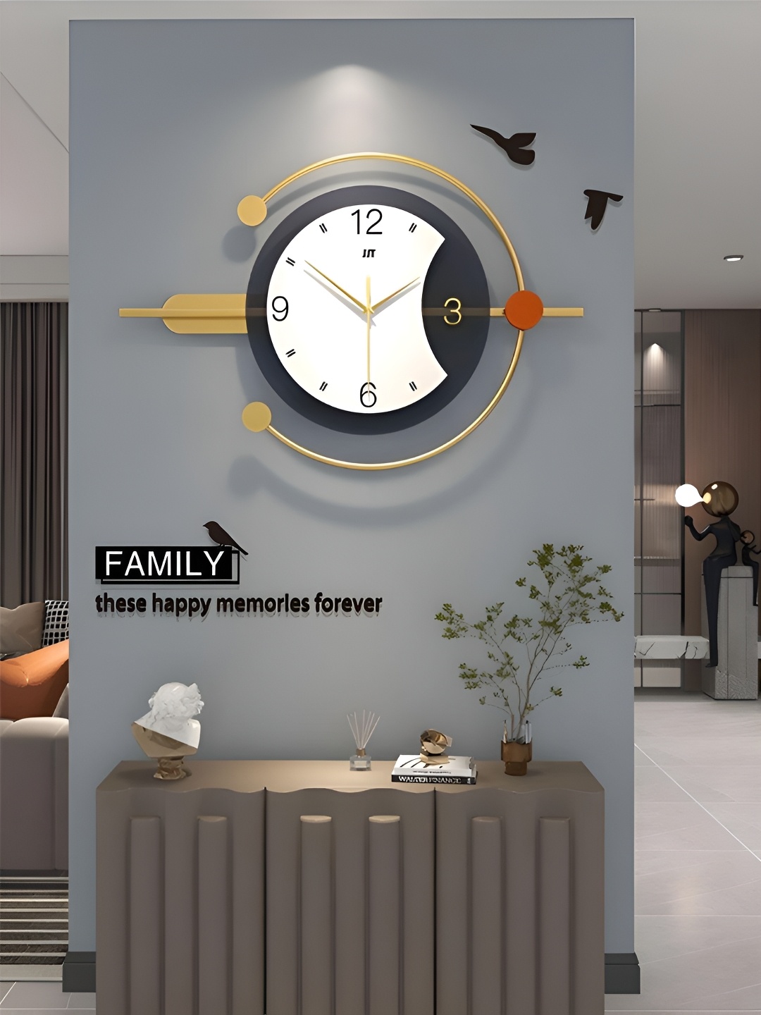 

The Art House White & Grey Printed Abstract Shaped Contemporary Wall Clock