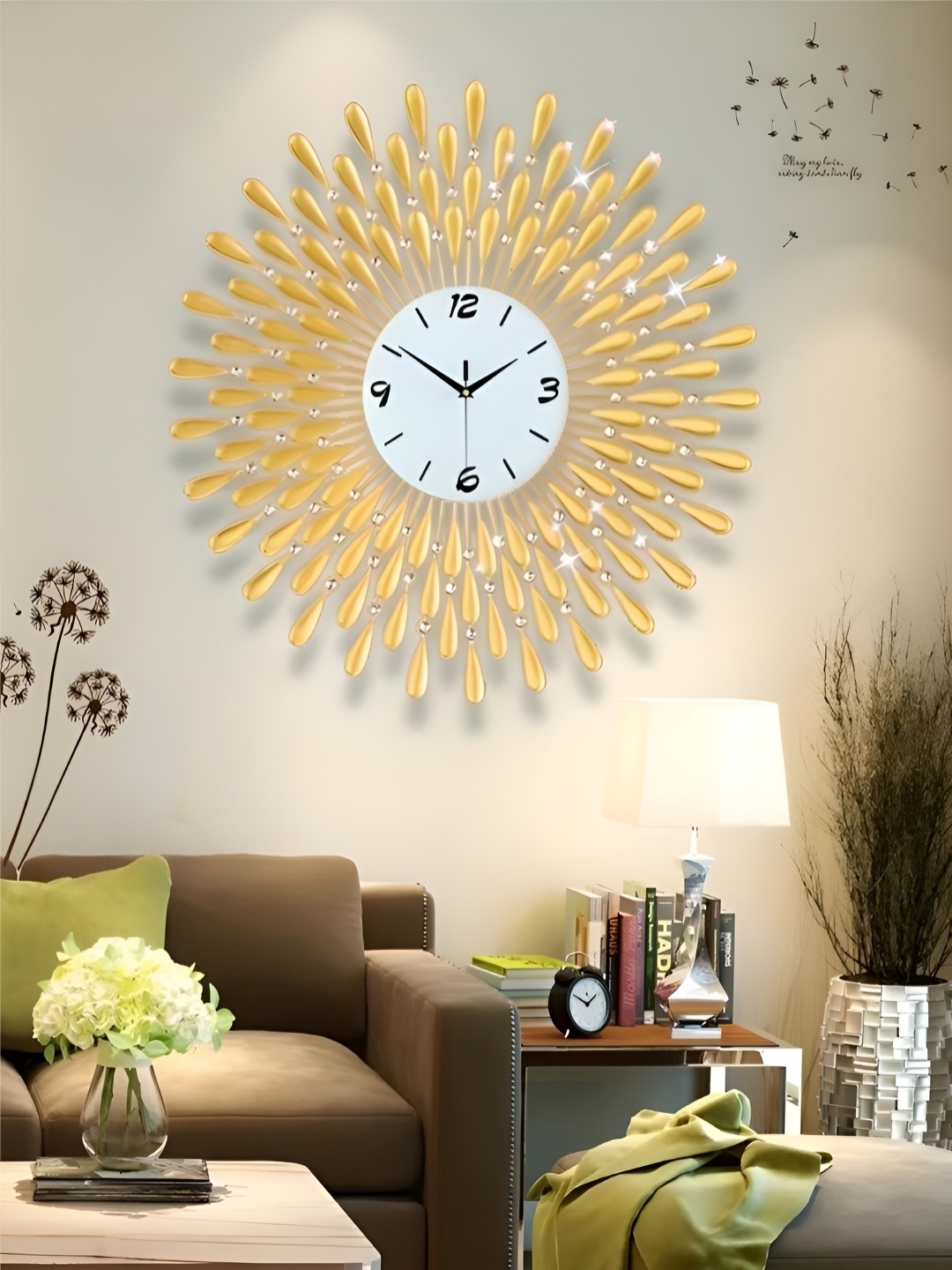 

The Art House Gold Toned & White Embellished Abstract Shaped Traditional Wall Clock
