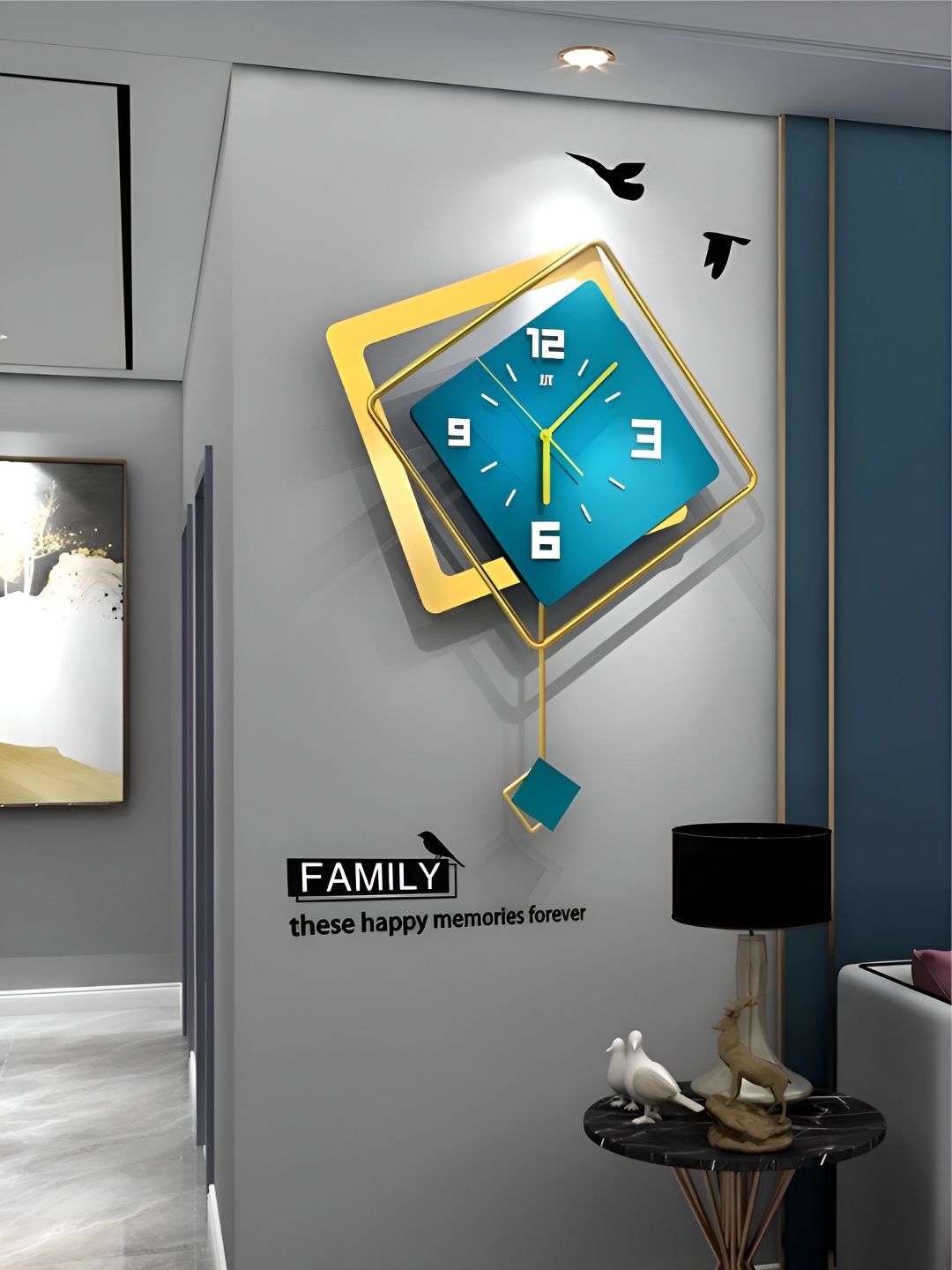 

The Art House Green & Yellow Colourblocked Abstract Shaped Traditional Wall Clock