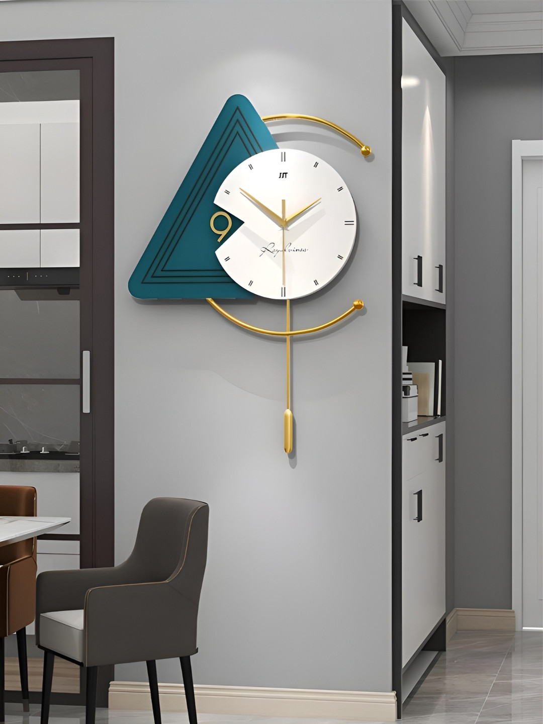 

The Art House White & Blue Abstract Shaped Traditional Wall Clock