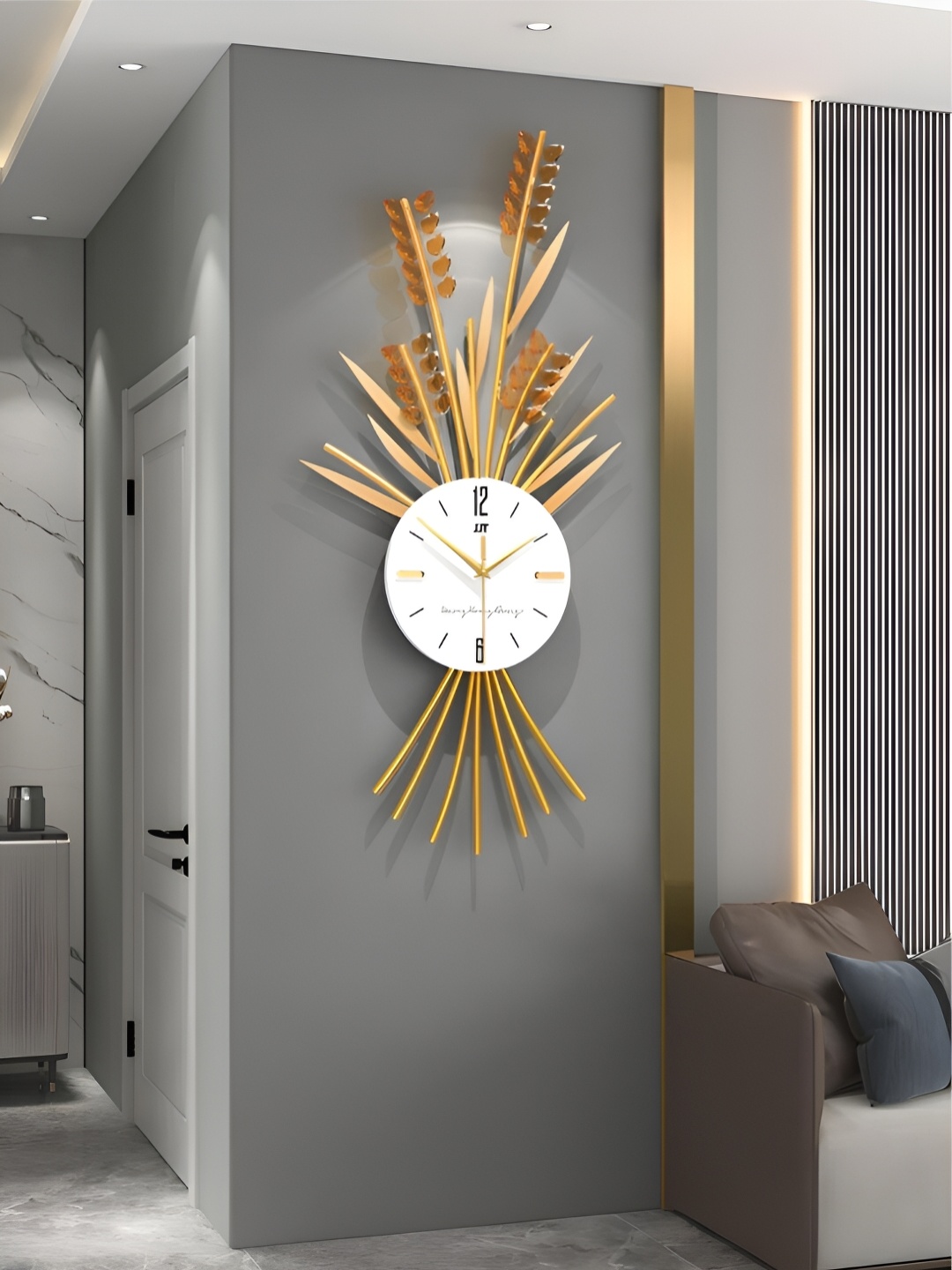 

The Art House Gold Toned & White Textured Abstract Shaped Traditional Wall Clock