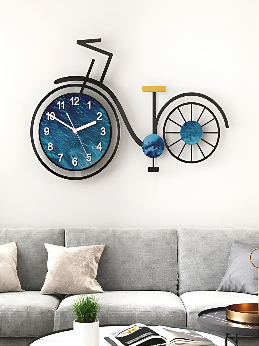 

The Art House Blue & Black Abstract Shaped Traditional Wall Clock