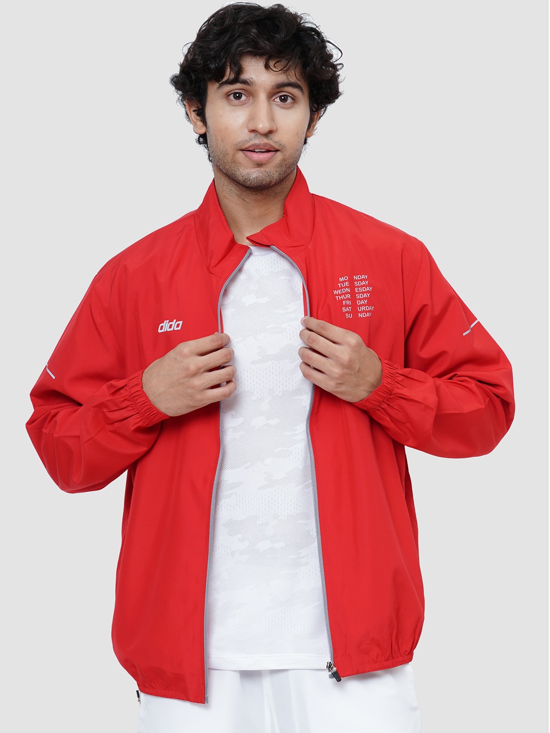 

DIDA Mock Collar Lightweight Dry Fit Comfort Fit Sporty Jacket, Red