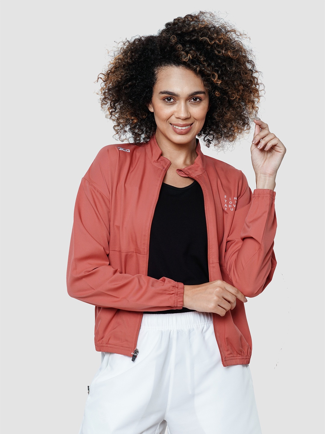 

DIDA Mock Collar Long Sleeves Lightweight Dry Fit Training Sporty Jacket, Rose