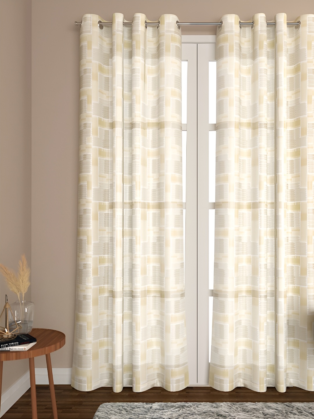 

THE CONVERSION Gold Toned Embroidered Sheer Long Door Curtain