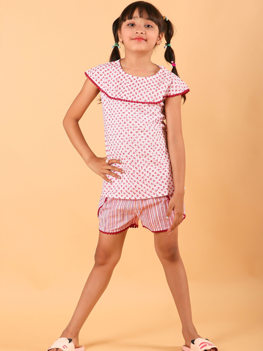 

TWEENY MINI Girls Printed Night suit, Red