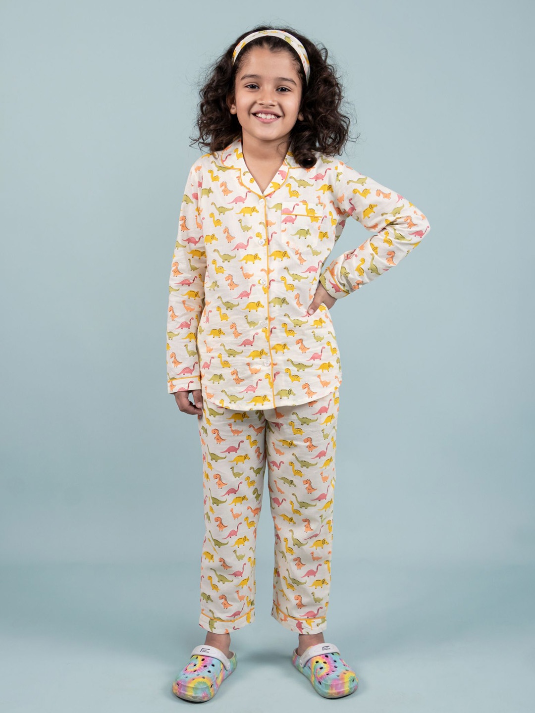 

TWEENY MINI Girls Printed Night suit, White