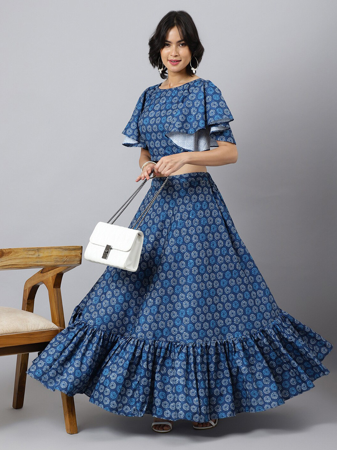 

Khushal K Printed Ready To Wear Lehenga & Choli, Blue
