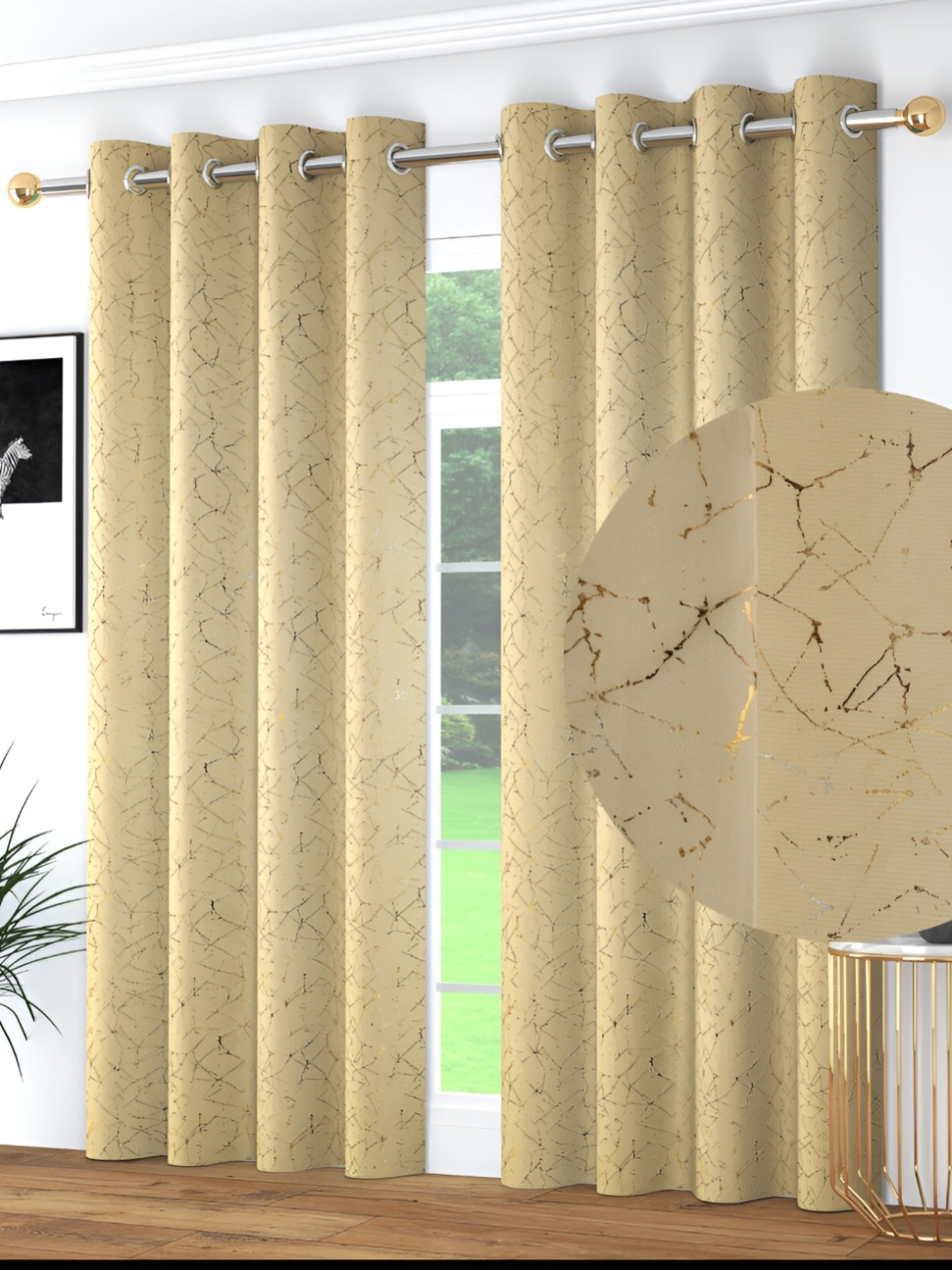 

JUBILANT HOME FASHION Beige 2 Pieces Black Out Long Door Curtain
