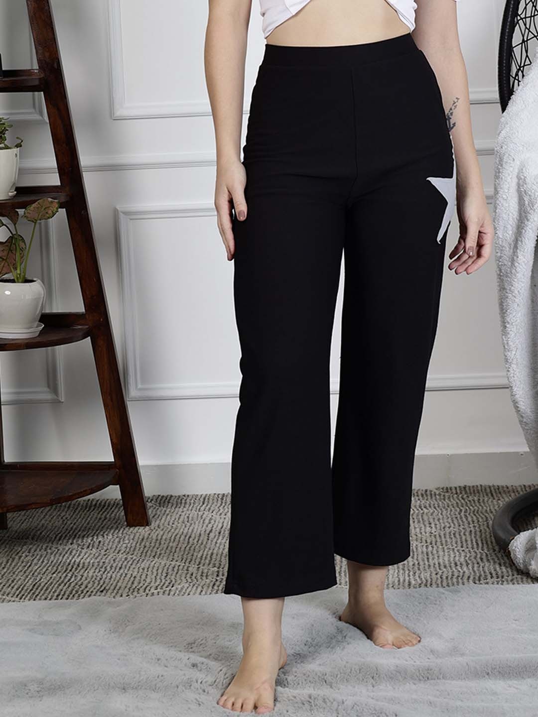 

NEUDIS Women Patch Work Lounge Pants, Black