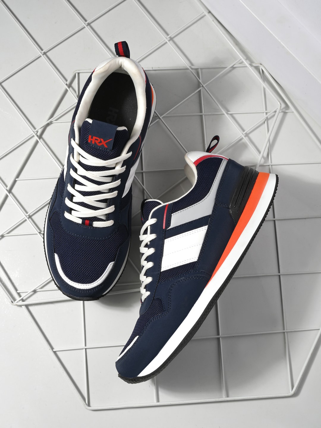 

HRX by Hrithik Roshan Men Navy Blue Colourblocked Lace Up Mesh Sneakers