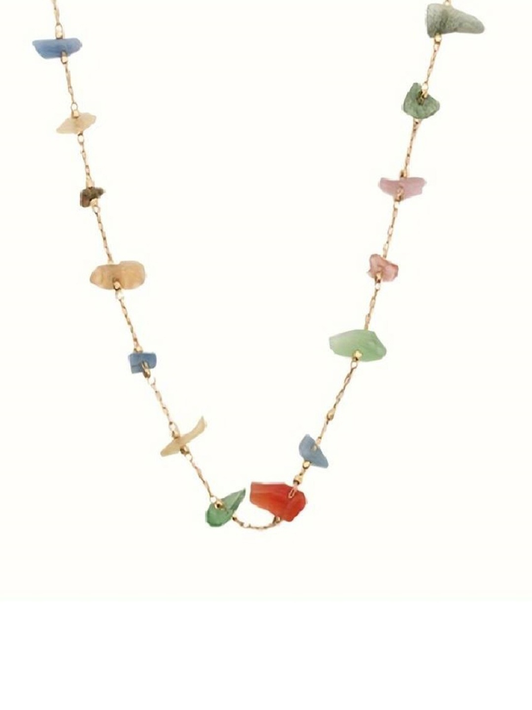 

EL REGALO Artificial Stones Studded Minimal Necklace, Gold