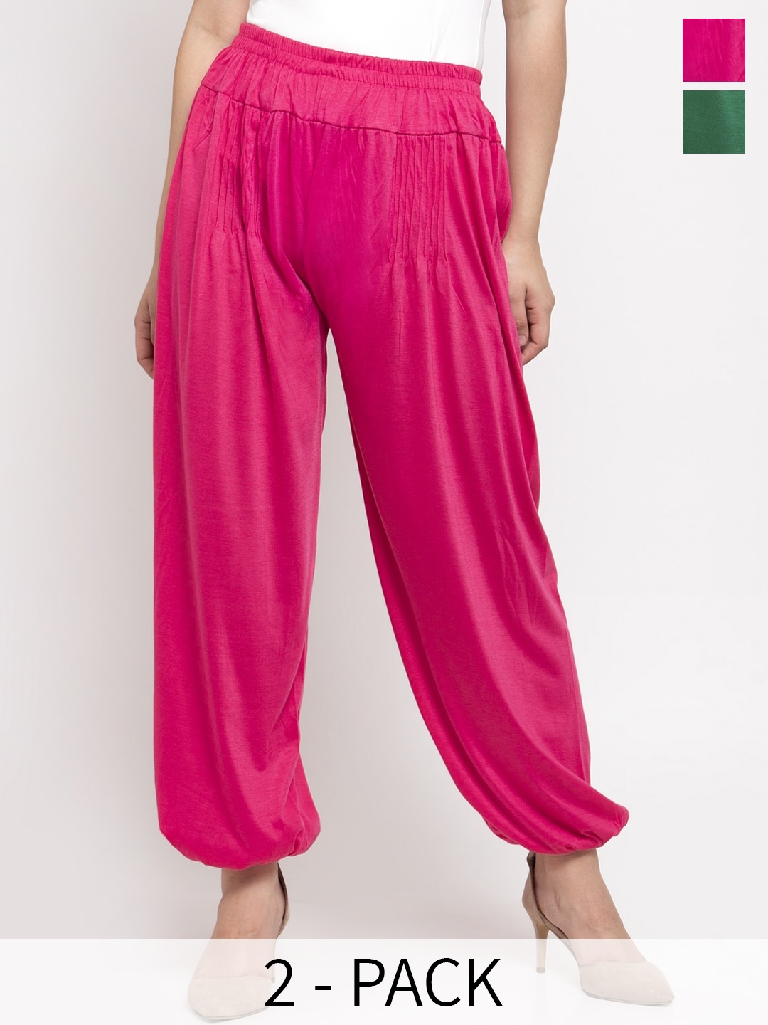 

Jinfo Women Pack Of 2 Loose Fit Harem Pants, Pink