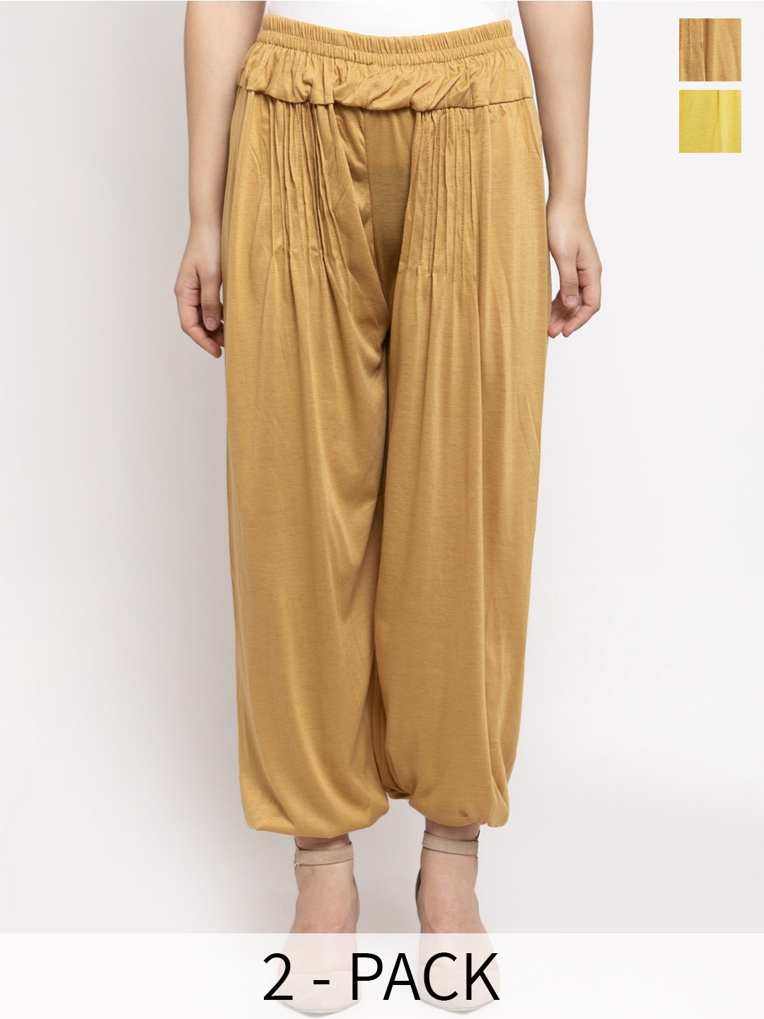 

Jinfo Women Pack of 2 Solid Loose Fit Harem Pants, Yellow