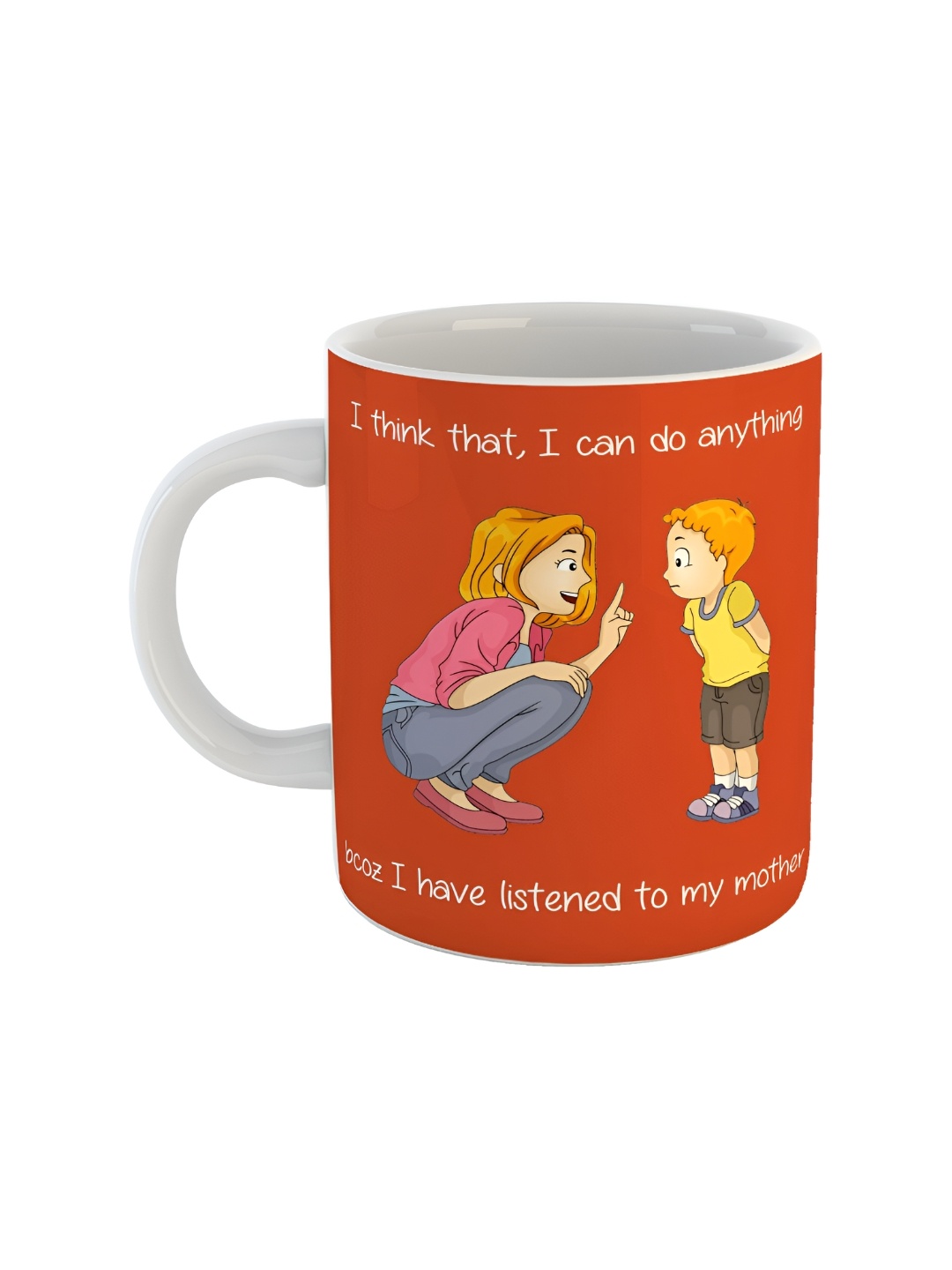 ARTBUG White & Red Printed Ceramic Glossy Mug 350ml