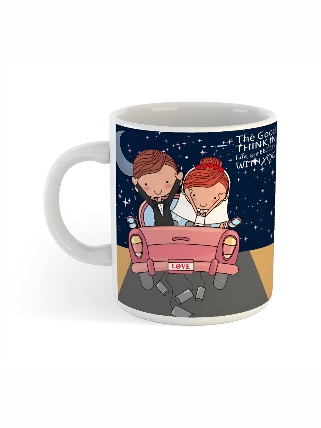 

ARTBUG Black & Pink Printed Ceramic Glossy Mugs, White