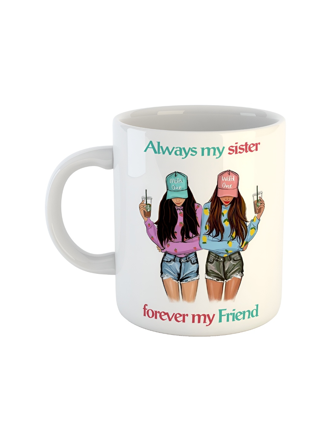 

ARTBUG White & Pink Graphic Printed Ceramic Glossy Mug 350 ml