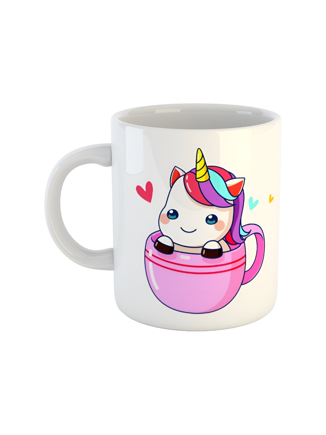 ARTBUG White & Pink Printed Ceramic Glossy Mug 350 ml
