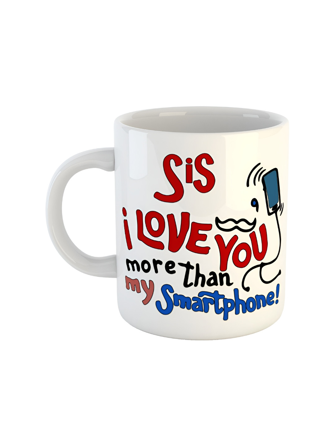 

ARTBUG White & Red Typography Printed Ceramic Glossy Mug 350 ml